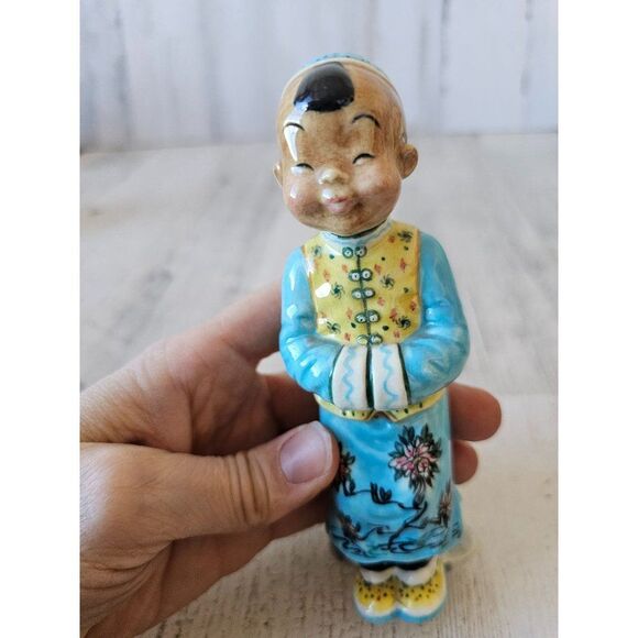 Gort wong li blue vintage boy Buddha Monk figurine Chinese Japanese priolo statu - Picture 7 of 9